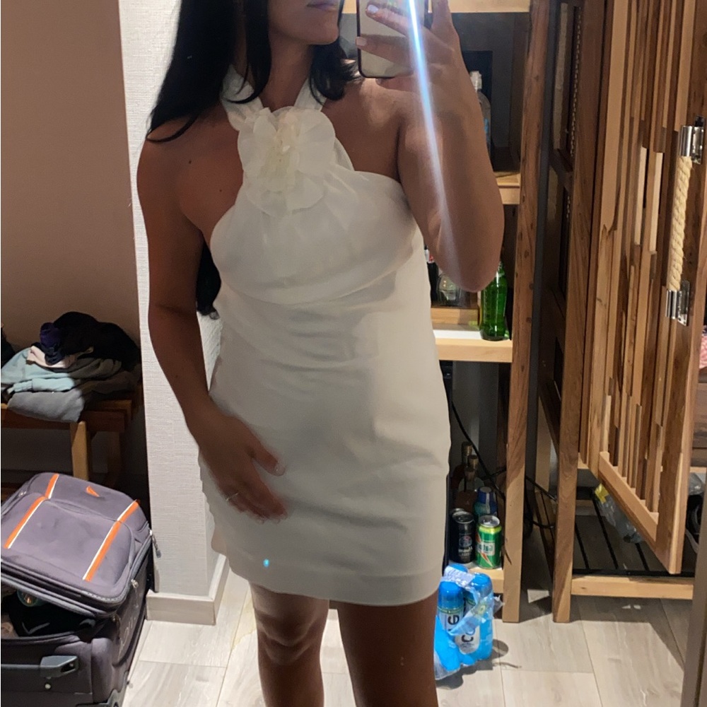 White high neck Zara dress